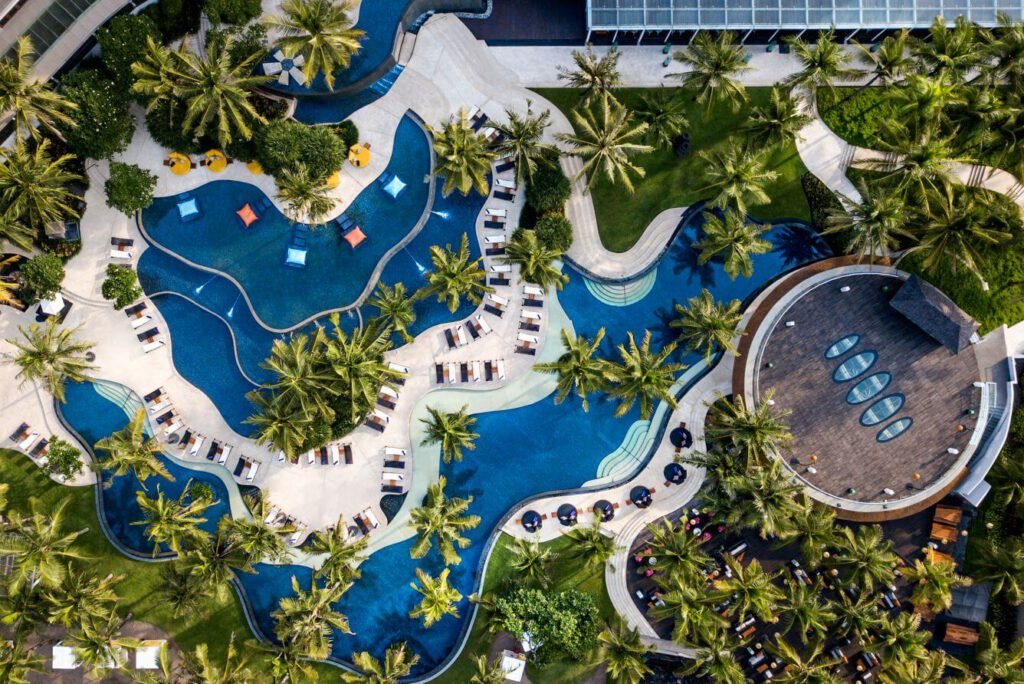 Aerial view of WET pool at W Bali Seminyak